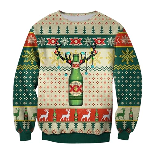 Bier Weihnachtspullover Herren Lustig Alkohol Weihnachtspulli Bier Pullover Hässlich Ugly Christmas Sweater Xmas Bier Weihnachts Pullover Hoodie Sweatshirt Damen Herren Weihnachtsoutfit von Kashyke