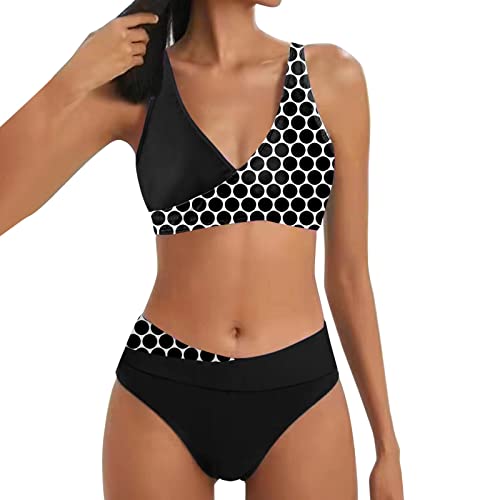 Bikini Damen Set Bauchweg Push Up High Waist Bikini-Sets Bademode Große Größen Sexy Bauch Weg Bikini Oberteil Große Brüste Triangel Bikinihosen Zweiteiler Neckholder Bandeau mit Bügel Swimming Suits von Kashyke