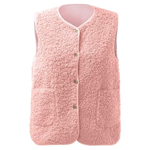 Fellweste Damen Fleeceweste Plüschweste Kunstfell Teddy Fleece Weste mit Taschen Herbst Winter Outdoor Soft Warm Daunenweste Steppweste Bequem Ärmellos Weste aus Teddyfell Klassischer Passform von Kashyke