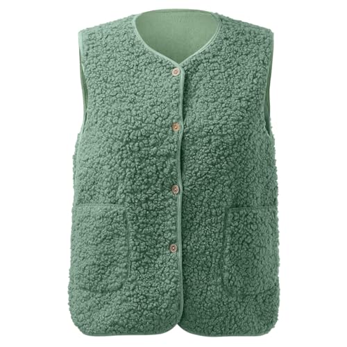 Fellweste Damen Fleeceweste Plüschweste Kunstfell Teddy Fleece Weste mit Taschen Winter Outdoor Soft Warm Daunenweste Steppweste Bequem Ärmellos Weste aus Teddyfell Klassischer Passform von Kashyke