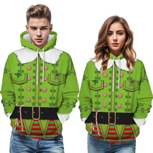 Hässliche Weihnachtspullover Pärchen Lustig Set Partnerlook Weihnachten Pullover Ugly Christmas Sweater Für Damen Herren Partner Hässlicher Funny Weihnachtspulli Paare Rot Grün 3XL 4XL 5XL von Kashyke