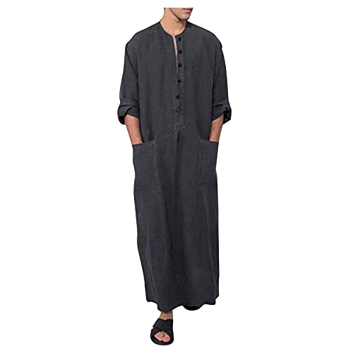 Herren Kaftan Kurz Sommer Islam Muslim Druck Robe Baumwolle Leinen Bunt Arabische Islamische Kleidung Indisch Muslimische Afrika Dubai Kaftan für Männer Übergröße 4XL 5XL von Kashyke