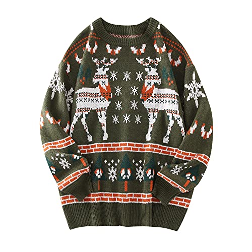 Kashyke Christmas Pullover Herren Strick Weihnachten Rentier Strickpullover Winter Warm Christmas Sweater Langarm Weihnachtspulli Festlicher Pullover Winter Warm Weihnachtspullover von Kashyke