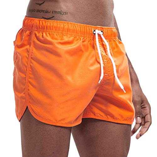 Running Shorts Herren Kurz Gym Sportshorts Schnelltrocknend Swim Shorts Retro Badeshorts Boardshorts Surfshorts Neon Orange Gelb Grün Sommer Cool Sporthose Kurze Hosen für Männer von Kashyke
