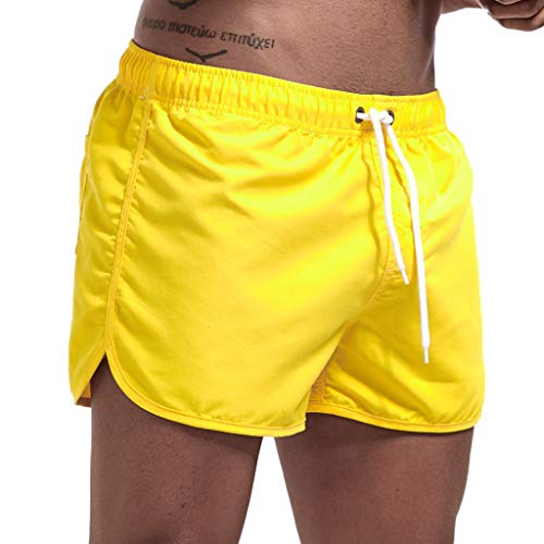 Running Shorts Herren Kurz Gym Sportshorts Schnelltrocknend Swim Shorts Retro Badeshorts Boardshorts Surfshorts Neon Orange Gelb Grün Sommer Cool Sporthose Kurze Hosen für Männer von Kashyke