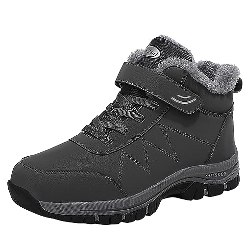 Kashyke Winterboots Herren Gefüttert Biker Boots Schwarz Leder Snowboard 45 Schnürboots Arbeitsschuhe Sicherheitsschuhe Wanderschuhe Sportschuhe von Kashyke