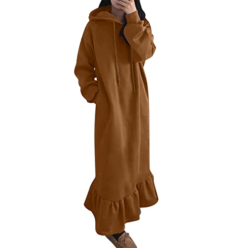 Kashyke Winterkleid Damen 3XL 4XL 5XL Pulloverkleid Langarm Übergröße Casual Sweatkleid Einfarbig Maxi Hoodie Kleid Pullikleid Homewear Warm Lang Sweater Maxi Kleid Pulli Kleid Partykleid Große Größe von Kashyke