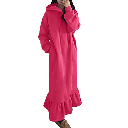 Kashyke Winterkleid Damen 3XL 4XL 5XL Pulloverkleid Langarm Übergröße Casual Sweatkleid Einfarbig Maxi Hoodie Kleid Pullikleid Homewear Warm Lang Sweater Maxi Kleid Pulli Kleid Partykleid Große Größe von Kashyke