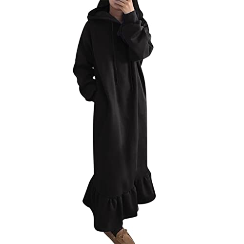 Kashyke Winterkleid Damen 3XL 4XL 5XL Pulloverkleid Langarm Übergröße Casual Sweatkleid Einfarbig Maxi Hoodie Kleid Pullikleid Homewear Warm Lang Sweater Maxi Kleid Pulli Kleid Partykleid Große Größe von Kashyke