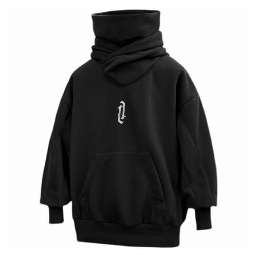 Ninja Hoodie Pullover Herren Japan Harajuku Style Hoodies Ninja Double Neckline Cotton Hip Hop Hoodie Oversize Dicker Winter Warm Gefüttert Kapuzenpullover Fleece Pulli Techwear mit Kapuze von Kashyke