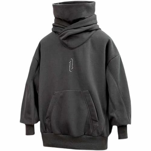 Ninja Hoodie Pullover Herren Japan Harajuku Style Hoodies Ninja Double Neckline Cotton Hip Hop Hoodie Oversize Dicker Winter Warm Gefüttert Kapuzenpullover Fleece Pulli Techwear mit Kapuze von Kashyke