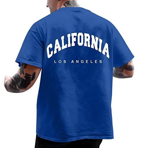 Oversized Tshirt Herren Backprint T Shirt Oversize Männer Y2k Lila Schwarz Weiß Blau Coole Mode Gym Oberteil T-Shirts für Herren mit Druck Shirt Sommer Kurzarm T Shirts Streetwear T-Shirt L XL XXL 3XL von Kashyke