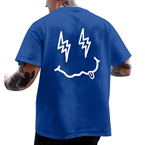 Oversized Tshirt Herren Backprint T Shirt Oversize Männer Y2k Lila Schwarz Weiß Blau Coole Mode Gym Oberteil T-Shirts für Herren mit Druck Shirt Sommer Kurzarm T Shirts Streetwear T-Shirt L XL XXL 3XL von Kashyke