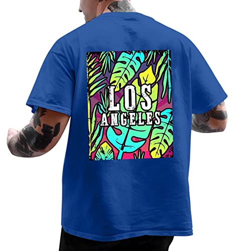 Oversized Tshirt Herren Backprint T Shirt Oversize Männer Y2k Lila Schwarz Weiß Blau Coole Mode Gym Oberteil T-Shirts für Herren mit Druck Shirt Sommer Kurzarm T Shirts Streetwear T-Shirt L XL XXL 3XL von Kashyke