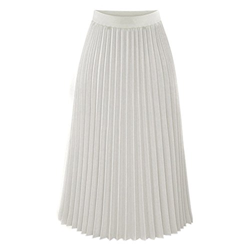 Plisseerock Damen Midi Lang Elegant Faltenrock Damen Sommer Boho Faltenrock Elastisch Chiffon Rock Lang Strandrock Weiß S Plisseerock Damen Midi Lang Elegant Faltenrock Damen Sommer Boho Faltenrock Elastisch Chiffon Rock Lang Strandrock Weiß S von Kashyke