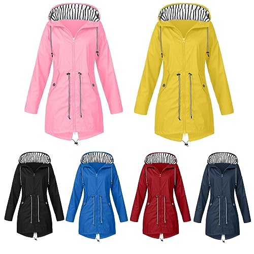 Regenjacke Damen Wasserdicht Atmungsaktiv Jacke Frauen Leicht Große Größen Regenmantel Lang mit Kapuze Windbreaker Softshelljacke Sommer Herbst Dünn Fahrradjacke Zum Wandern Reisen Treking Fahrrad von Kashyke