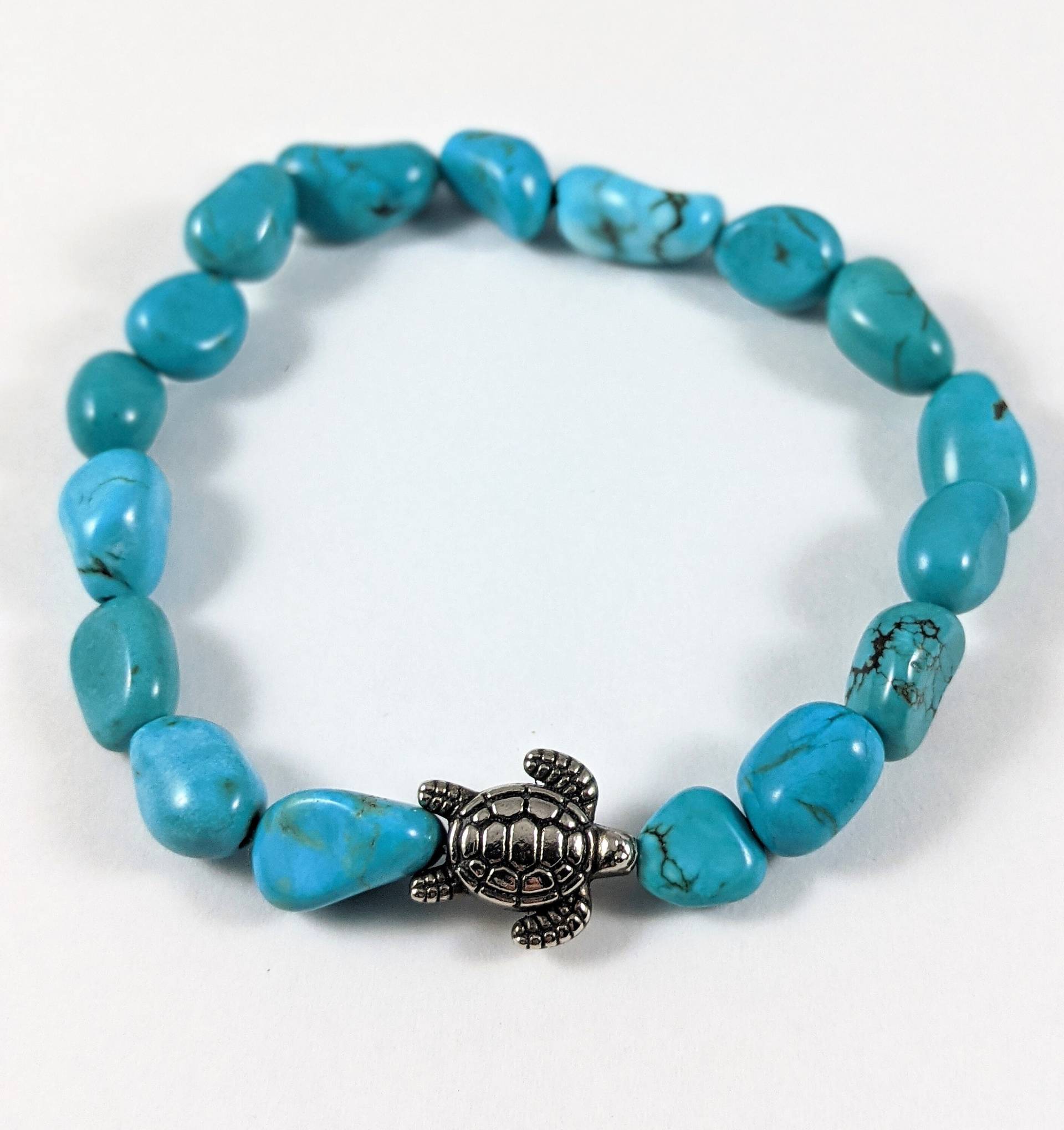 Schildkröten Armband, Magnesit Schildkröte Edelstein Stretch Blaue Armband Schildkröten Armband, Magnesit Schildkröte Edelstein Stretch Blaue Armband von KasiasWildMoonStudio
