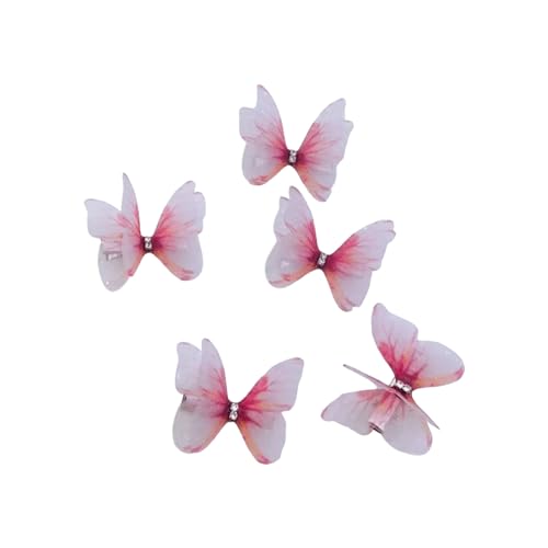 Kasituny Dekorative Haarnadeln Schmetterlinge Dekor Verzierungen 5 Stück Mädchen Doppelseitige 3D-Design-Clips Anti-Rutsch-Haarnadeln für Rot A von Kasituny