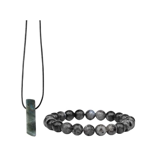 Kasituny Perlenarmband für Positive Energie, tägliches Tragen, Perlen-Unisex-Heilstein-Halskettenset mit Kunstkristallperlen, Balance-Schmuck, leicht, elastisch Schwarz 19cm von Kasituny