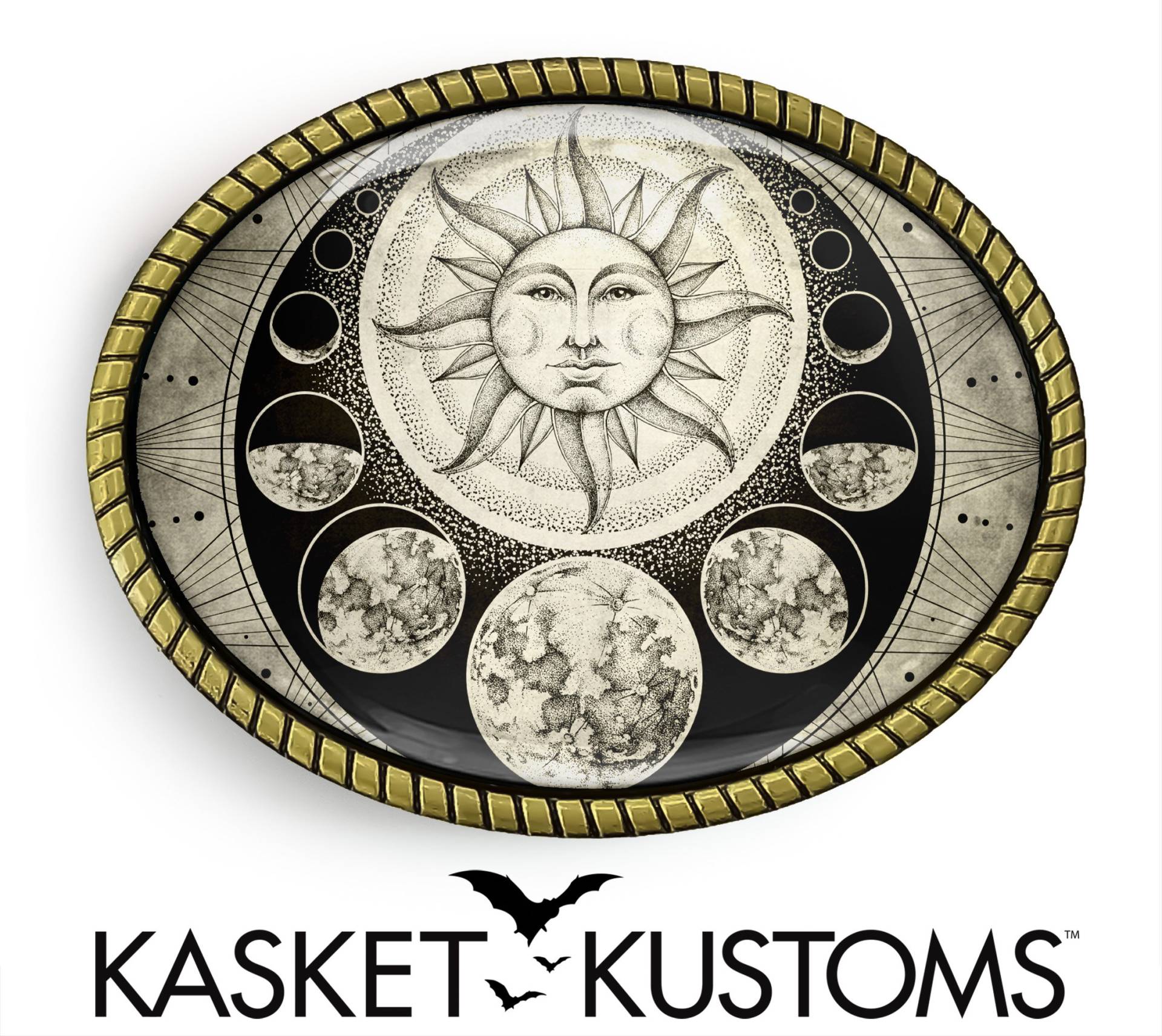 Astrology Gürtelschnalle - Sun & Moon Magic Witchcraft Handmade Buckle 29 von KasketKustomsOnline