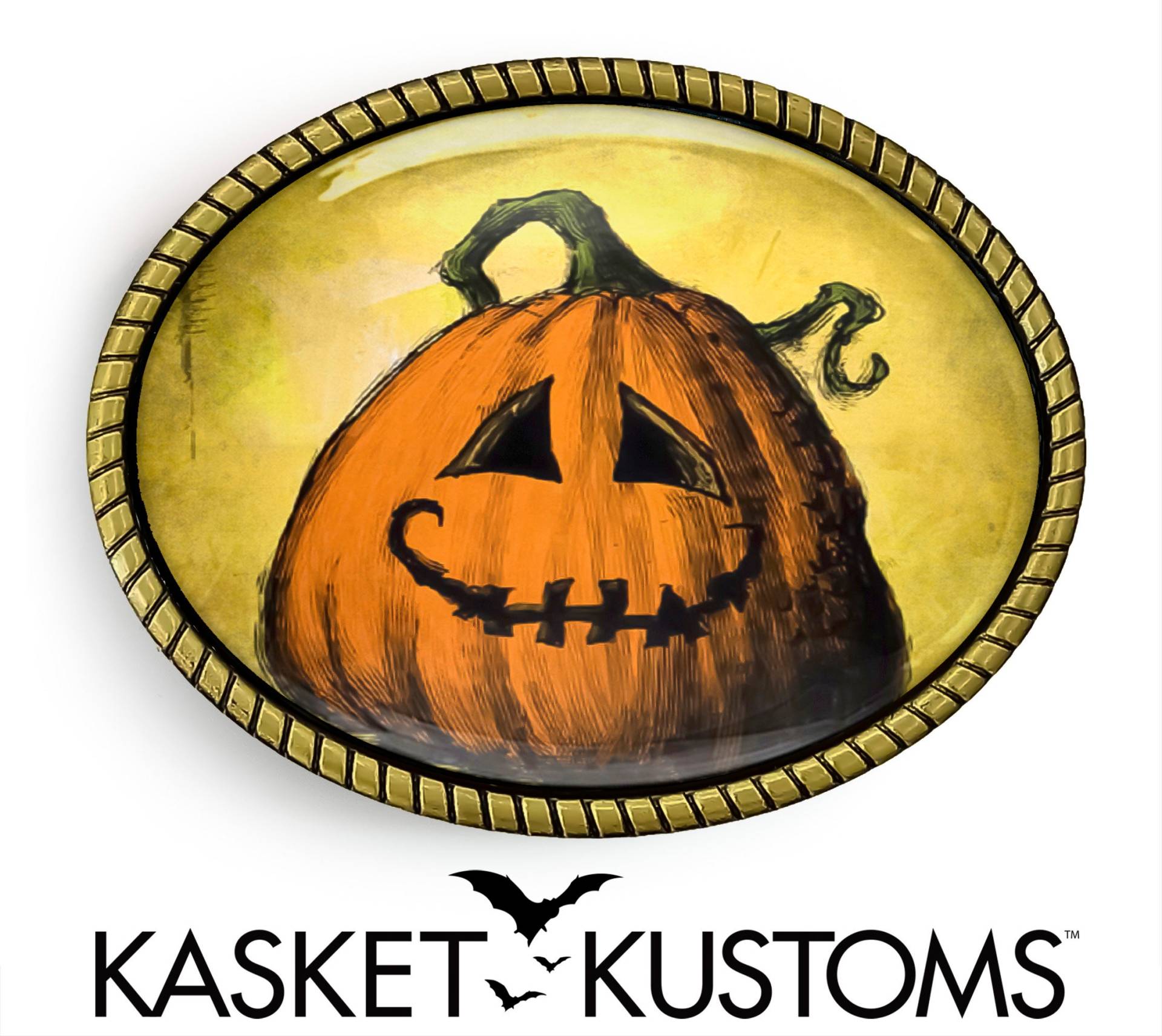 Jack O Lantern Gürtelschnalle - Halloween Kürbis Art Handgemachtes Geschenk 117 von KasketKustomsOnline