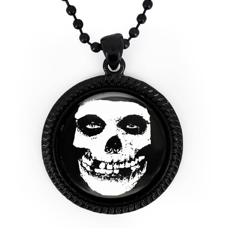 Jet Schwarz Misfits Purpurrot Schädel Glenn Danzig Glas Anhänger Halskette 179-Jbrn + 24" Zoll-Kette von KasketKustomsOnline