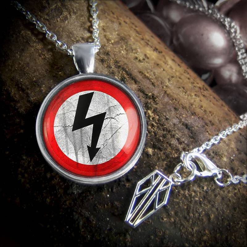 Marilyn Manson Platinum Silber Schock Rock Pfeil Symbol Glas Gothic Musik Anhänger Halskette 174-Srpn + 24 "Zoll Kette von KasketKustomsOnline