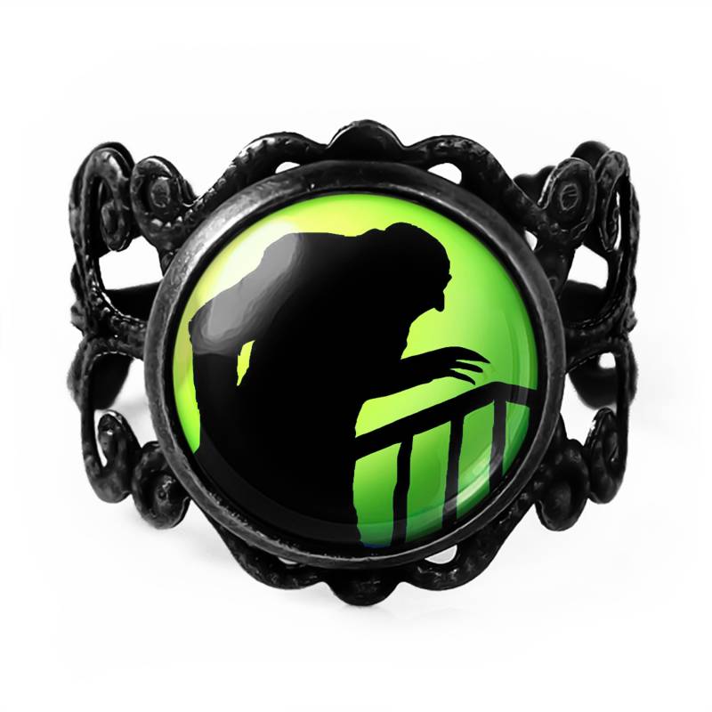 Nosferatu Ring - Vampir Monster Silhouette Verstellbarer Filigraner 79 von KasketKustomsOnline