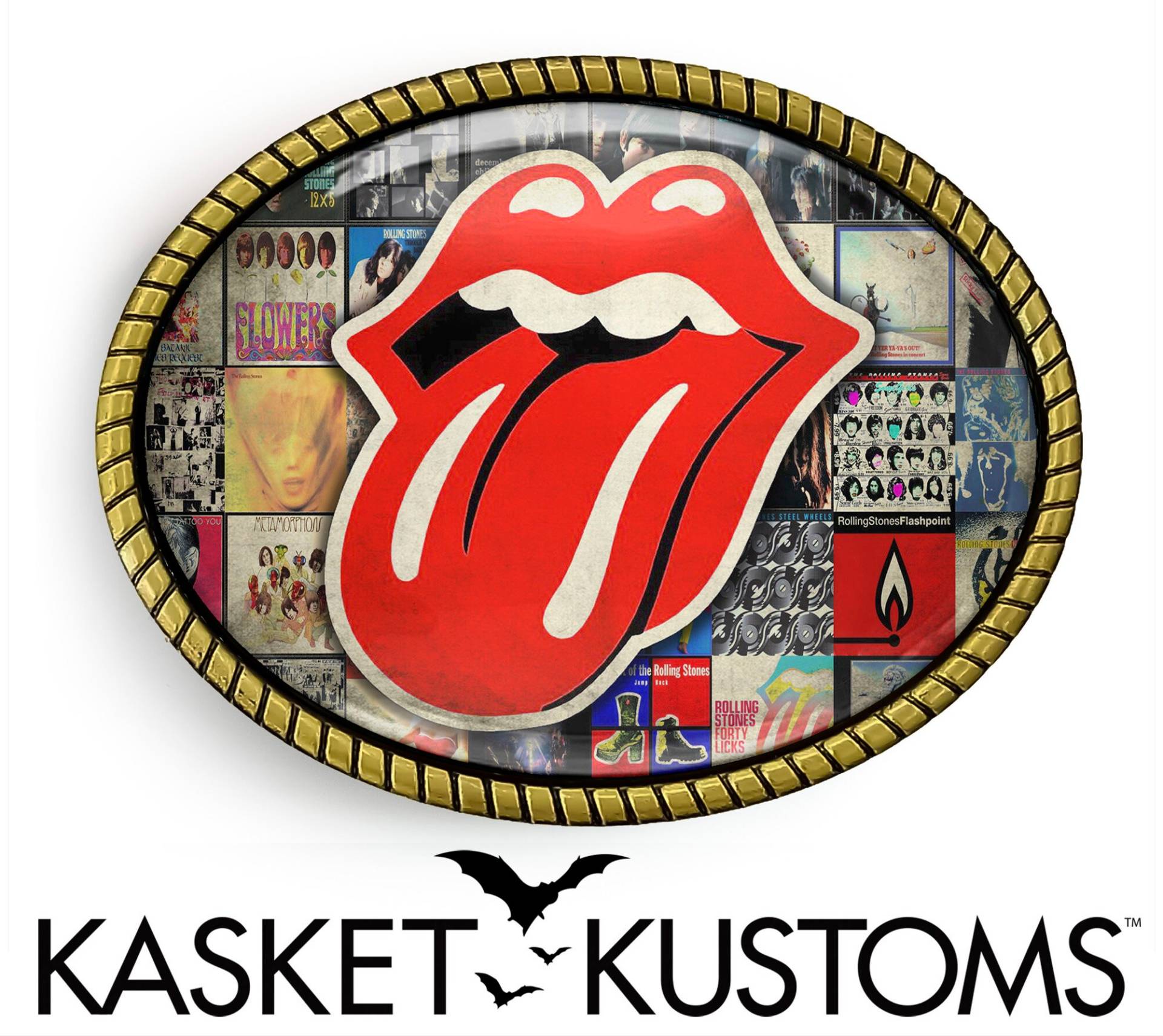 Rolling Stones Gürtelschnalle - Classic Rock Band Album Art Gold Oder Silber Schnalle 688-2 von KasketKustomsOnline