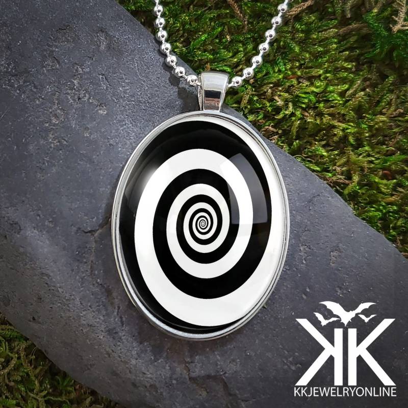 Twilight Zone Anhänger - Sci-Fi Hypnotic Spiral Handgemachte Silberkette 347 von KasketKustomsOnline
