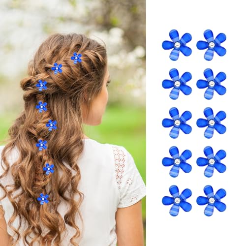 10 Stück Blumen Haarspangen Mini mit Strass, Niedliche Baby Haarspangen, Elegante Haarnadeln, Dekorative Haarklammern Mädchen, Hochzeit Hair Clips, Blumen Haarspange Geschenk von Kaslaider