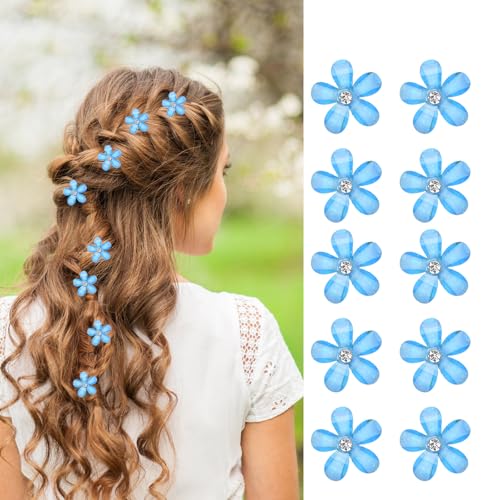 10 Stück Blumen Haarspangen Mini mit Strass, Niedliche Baby Haarspangen, Elegante Haarnadeln, Dekorative Haarklammern Mädchen, Hochzeit Hair Clips, Blumen Haarspange Geschenk von Kaslaider
