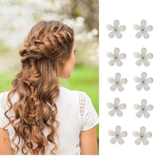 10 Stück Blumen Haarspangen Mini mit Strass, Niedliche Baby Haarspangen, Elegante Haarnadeln, Dekorative Haarklammern Mädchen, Hochzeit Hair Clips, Blumen Haarspange Geschenk von Kaslaider