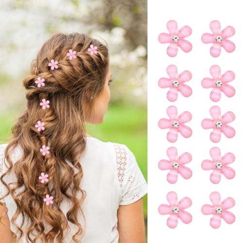 10 Stück Blumen Haarspangen Mini mit Strass, Niedliche Baby Haarspangen, Elegante Haarnadeln, Dekorative Haarklammern Mädchen, Hochzeit Hair Clips, Blumen Haarspange Geschenk von Kaslaider