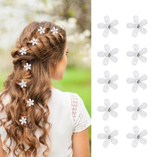 10 Stück Blumen Haarspangen Mini mit Strass, Niedliche Baby Haarspangen, Elegante Haarnadeln, Dekorative Haarklammern Mädchen, Hochzeit Hair Clips, Blumen Haarspange Geschenk von Kaslaider