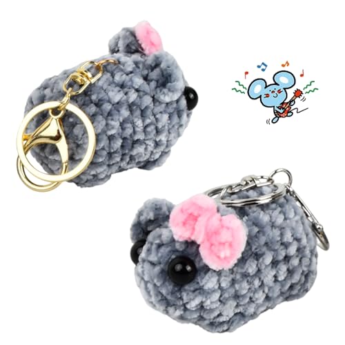 2 Stück Sad Hamster Plüschtier Mit Sound, Hamsti Schlüsselanhänger, Trauriger Hamster Meme Kuscheltier Gehäkelter Traurige Hamster-Schlüsselanhänger Geschenke für Kinder, Freunde, Familie von Kaslaider