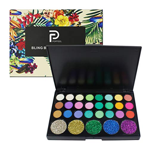 29 Farben Lidschatten Palette, Hochpigmentierte Augen Make-up Paletten, Glitter Matte Eyeshadow Make Up Palette, Augen Schminke Paletten Makeup Box für Frauen Mädchen von Kaslaider