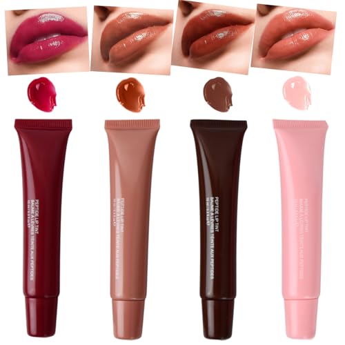 5 Farben Lip Gloss Lip Glaze, Hydrating Lip Gloss, Shiny Lip Gloss Set, Glänzender Lip Gloss, Long Lasting Glossy Lip Gloss, Plumping Peptide Lip Gloss, Getönt Aufpolsterndes Lippenöl für Mädchen von Kaslaider