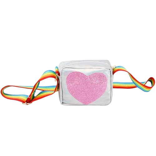 Mädchen Schultertasche, Laser Kinder Crossbody Handtasche, Kleine Prinzessin Niedliche Umhängetasche, Kleinkind Münzbörse mit Regenbogengurt für Alltag Schule Reisen und Einkaufen von Kaslaider
