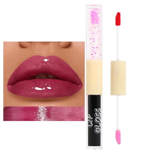 2-in-1-Lippenstift und Glanz | Doppelseitiger Lipgloss | Nicht klebender Spiegeleffekt-Lippenstift für Frauen, Doppelkopf-Lipgloss, feuchtigkeitsspendendes Lipgloss-Öl, Kasmole von Kasmole