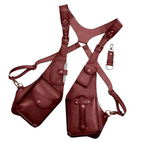 Anti-Diebstahl-Geschirr aus Leder,Anti-Diebstahl-Geschirr | Doppelte Schultertasche Mittelalter Cosplay | Freizeit-Doppel-Umhängetasche für Männer und Frauen, Vintage-Umhängetasche, Anti-Diebstahl-Geschirr aus Leder,Anti-Diebstahl-Geschirr | Doppelte Schultertasche Mittelalter Cosplay | Freizeit-Doppel-Umhängetasche für Männer und Frauen, Vintage-Umhängetasche, von Kasmole