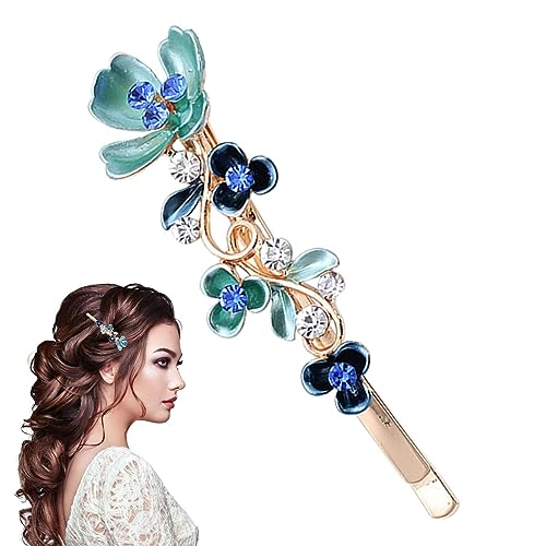 Floraler Haarspangenclip,Kleine Legierungs-Strass-Haarspange für Mädchen | Altmodische Haarspangen-Clips, Zubehör für Reisen, Ausgehen, Strand, Hochzeit, Tanzen Kasmole von Kasmole