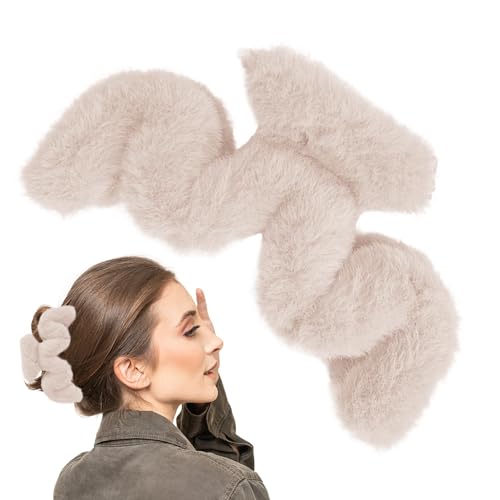 Fuzzy Claw Clip | Plüsch-Klauenklammern in Wellenform | Große Klammerklammer, Haarschmuck für dickes langes Haar, große Haarspange für Frauen und Mädchen für den täglichen Gebrauch Kasmole von Kasmole