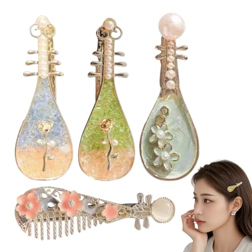 Haarspangen Für Damen,Haarklammer In Geigenform Mit Perlenverzierung | 4 Stück Stilvolle Haaraccessoires Für Frauen Mädchen Schule Hochzeit Fest Konzert von Kasmole