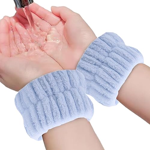 Handgelenkwaschbänder | 2 Stück Coral Fleece Spa-Armbänder saugfähig,Elastische Handgelenkhandtücher zum Waschen des Gesichts, flauschige Haargummis für Frauen, Mädchen-Yoga- von Kasmole