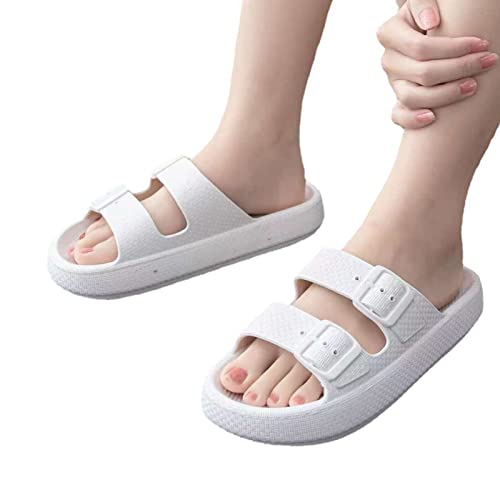 Kasmole Cloud Sippers mit dicker Sohle | Rutschfeste Cloud Sippers mit bequemer Polsterung | Doppelschnallen-Duschsandalen, Paarsandalen für drinnen und draußen von Kasmole