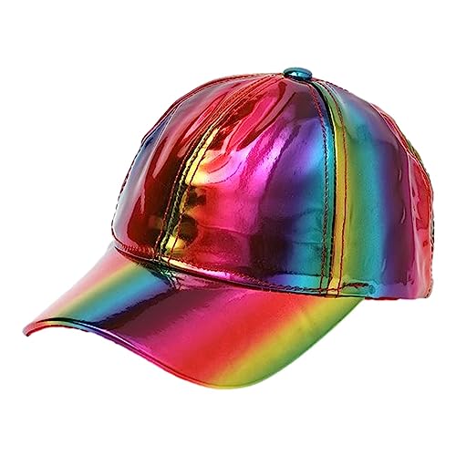 Kasmole Coole Regenbogen-reflektierende Hip-Hop-Kappen | Glänzende Street Dance Skateboard Snapback Hüte | Reflektierende Fashion Rave Cosplay Caps für Tanz, Glastonbury Festival von Kasmole