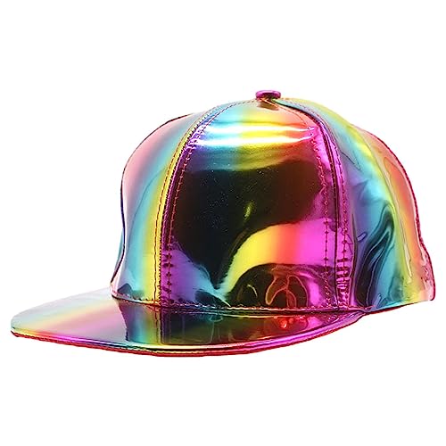 Kasmole Cosplay Replicas Shining Holographics Caps,Verstellbare Hip-Hop-Flachkrempe, modische Rock-Caps mit Flacher Krempe | Reflektierende Fashion Rave Cosplay Caps für Tanz, Glastonbury Festival von Kasmole