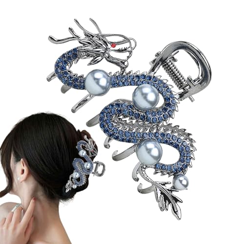 Kasmole Drachenkrallenclip aus Metall | Chinesischer Drachenklauenclip Metall-Drachen-Haarspange Haarnadel aus Metall mit Sternzeichen Drache Elegante Drachenhaarnadel mit Perle | für Frauen Mädchen von Kasmole