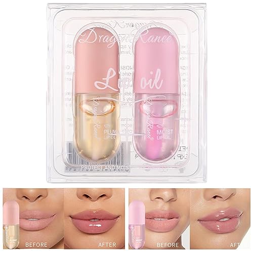 Klares Lippenöl | 2 Stück Transparent Lip Plumper Feuchtigkeitsspendendes Lippenöl Antihaft | Essence Lip Gloss, langanhaltende Lippenpflege-Essenz, feuchtigkeitsspendender Lipgloss für Frauen Kasmole von Kasmole